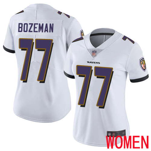 Baltimore Ravens Limited White Women Bradley Bozeman Road Jersey NFL Football 77 Vapor Untouchable